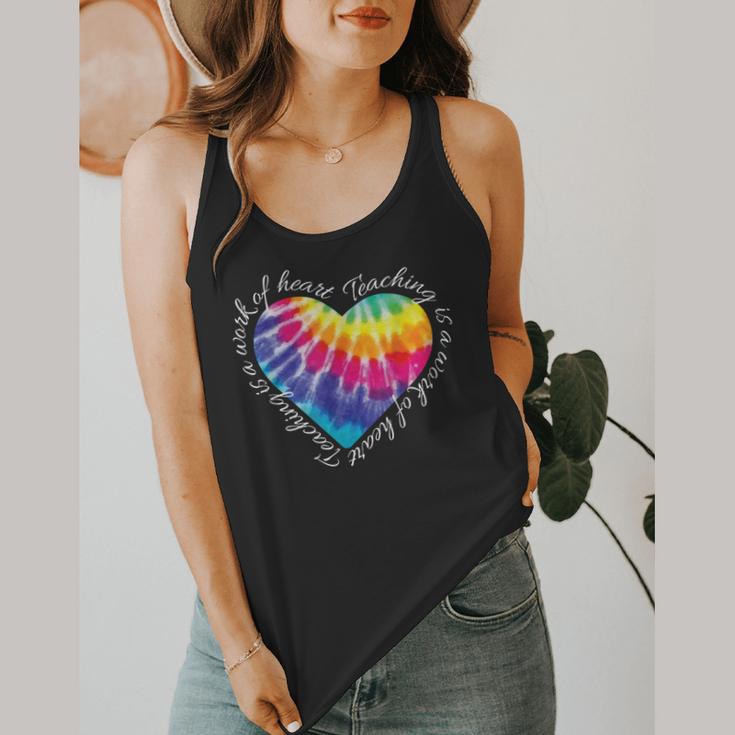 Teaching Is a Work Of Heart Tie Dye Hippie For Teacher For Men Women Girls Kids Flowy Tank, funny design