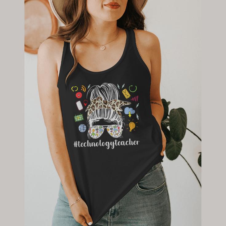 Technology Teacher Messy Bun Technology Teaching Flowy Tank, funny design Technology Teacher Messy Bun Technology Teaching Flowy Tank, funny design