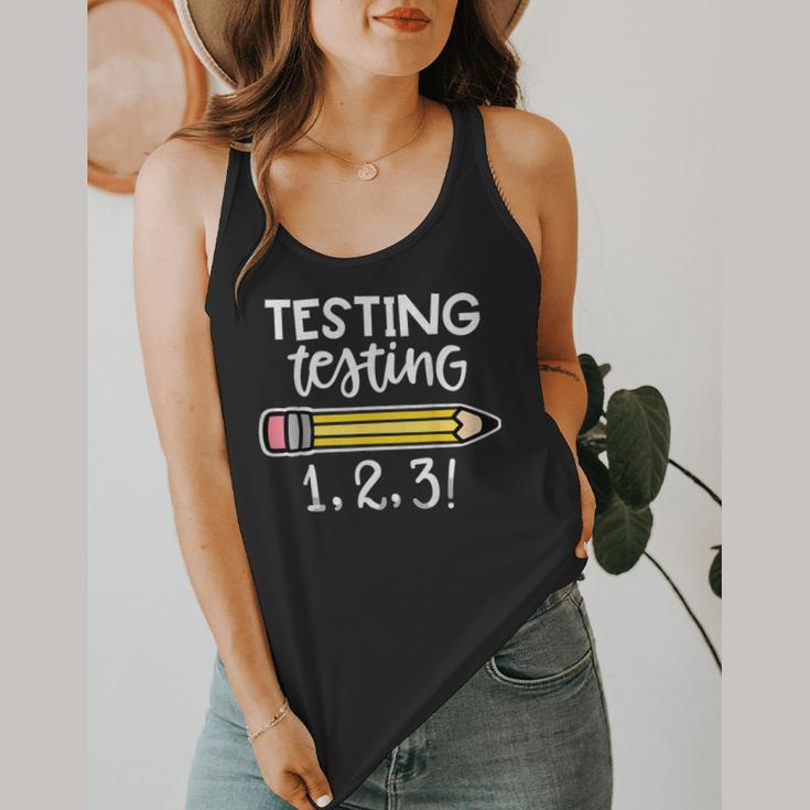 Testing Testing 123 Cute Test Day School Teacher Exam For Men Women Girls Kids Flowy Tank, funny design Testing Testing 123 Cute Test Day School Teacher Exam For Men Women Girls Kids Flowy Tank, funny design