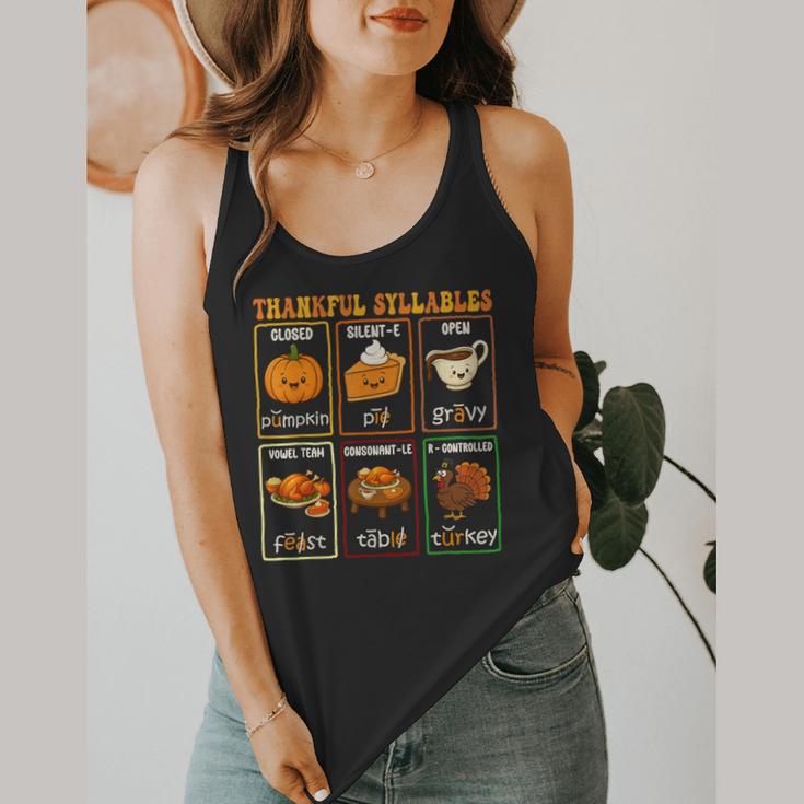 Thankful Syllables Thanksgiving Phonics Reading Teacher Fall Flowy Tank, funny design Thankful Syllables Thanksgiving Phonics Reading Teacher Fall Flowy Tank, funny design