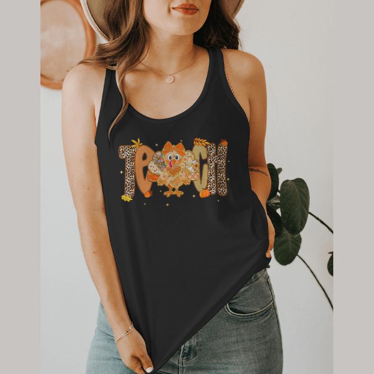 Thanksgiving Turkey Teach Thankful Teacher Girly Bow Women Flowy Tank, funny design Thanksgiving Turkey Teach Thankful Teacher Girly Bow Women Flowy Tank, funny design