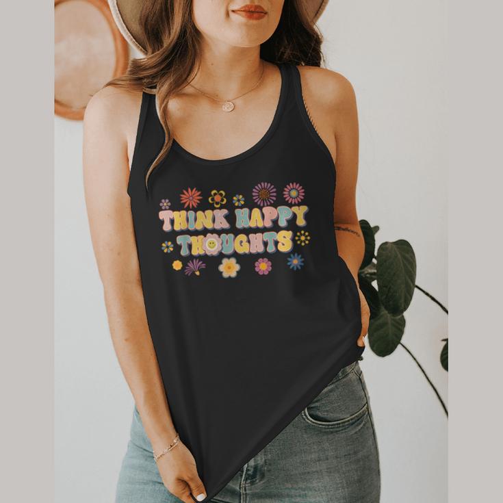 Think Happy Thoughts Teens Spring Positive Message Teachers For Men Women Girls Kids Flowy Tank, funny design