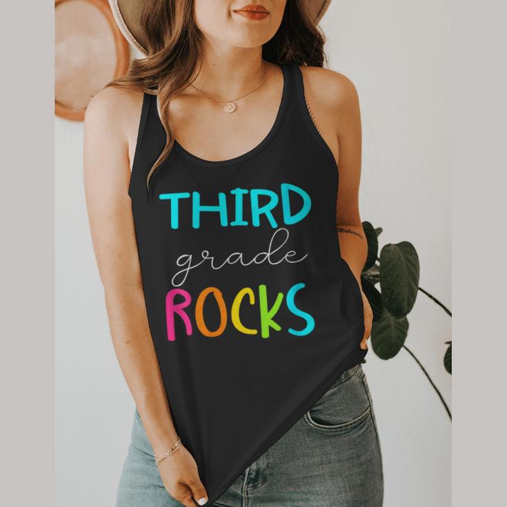 Third Grade Rocks Shirt Team 3rd Grade Teacher Flowy Tank, funny design
