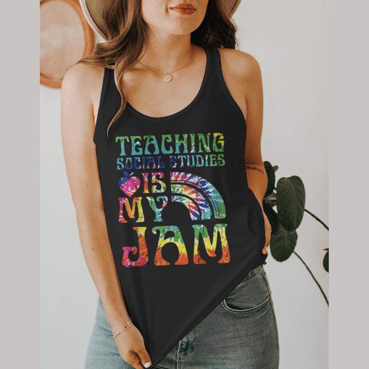 Tie Dye Teaching Social Studies Is My Jam Sunglasses Teacher Flowy Tank, funny design
