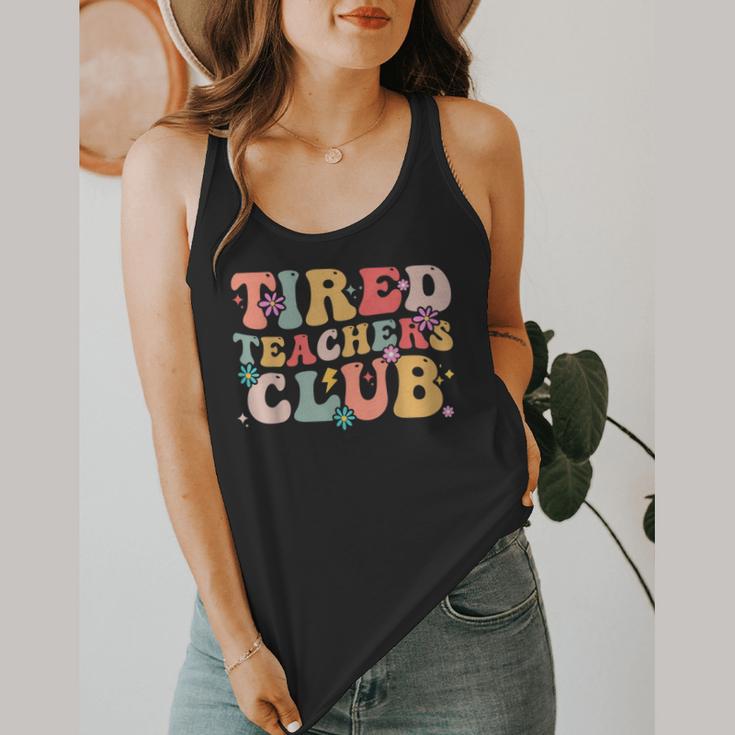 Tired Teachers Club Groovy Teachers Back To School Tee Flowy Tank, funny design