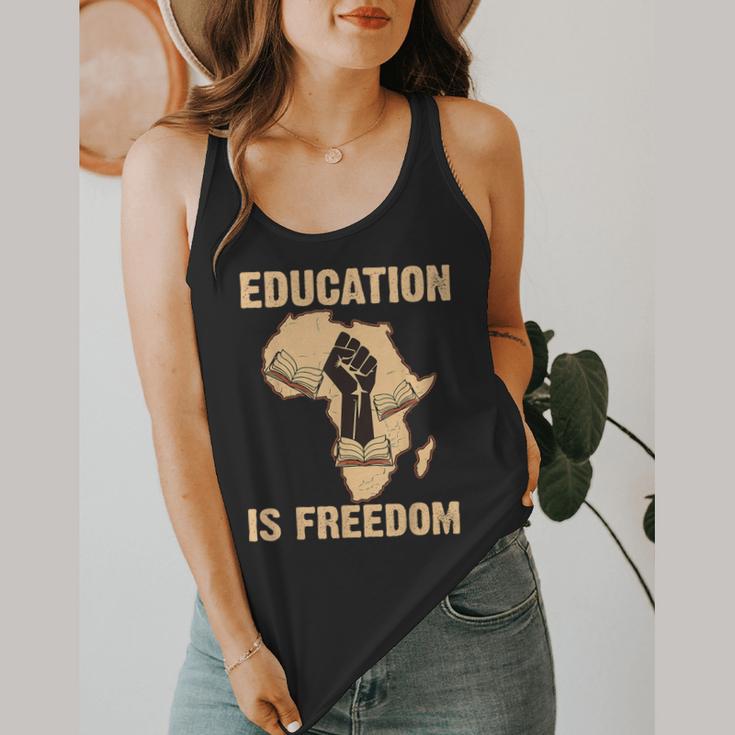 History Education Is Freedom African Map Black Teacher Flowy Tank, funny design