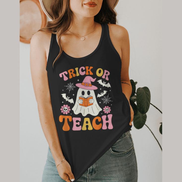 Trick Or Teach Cute Floral Ghost Teacher Halloween Costume Flowy Tank, funny design Trick Or Teach Cute Floral Ghost Teacher Halloween Costume Flowy Tank, funny design