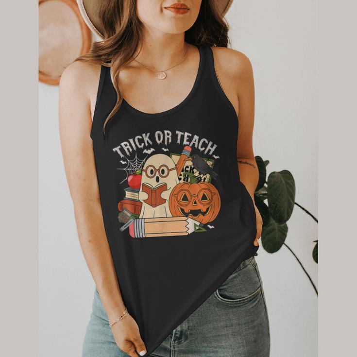 Trick Or Teach Retro Halloween Teacher Women Men Costume Flowy Tank, funny design Trick Or Teach Retro Halloween Teacher Women Men Costume Flowy Tank, funny design