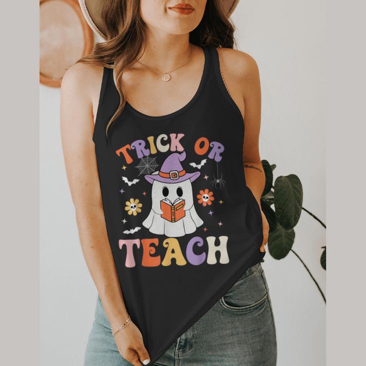 Trick Or Teach Teacher Groovy Ghost Halloween Teacher Flowy Tank, funny design Trick Or Teach Teacher Groovy Ghost Halloween Teacher Flowy Tank, funny design