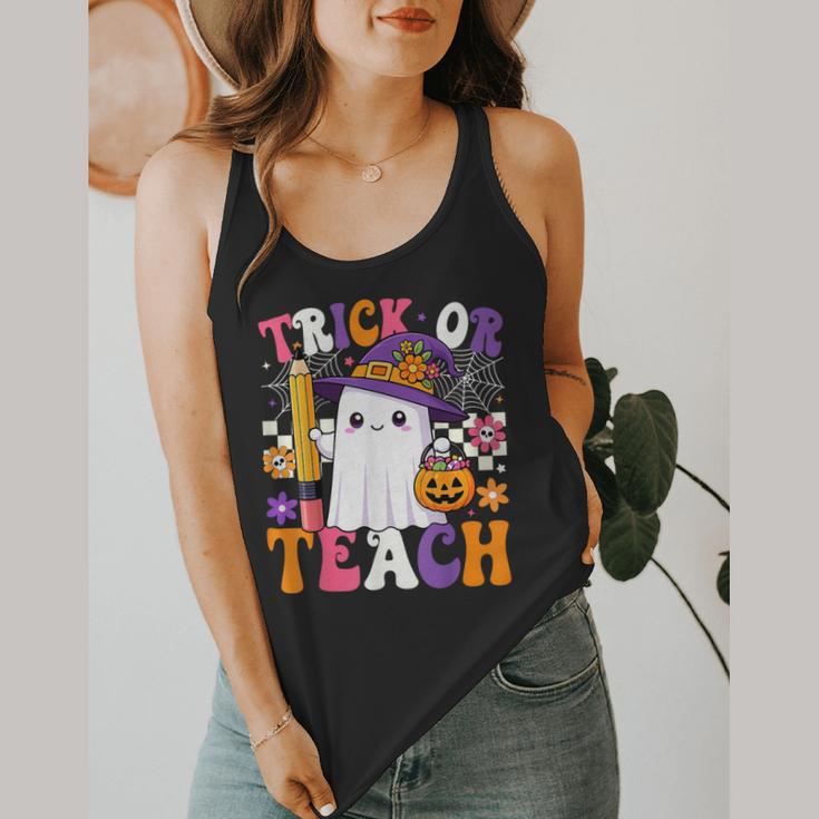 Trick Or Teach Teacher Pencil Ghost Halloween Teacher Flowy Tank, funny design Trick Or Teach Teacher Pencil Ghost Halloween Teacher Flowy Tank, funny design