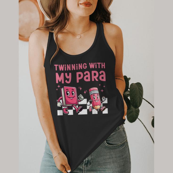 Twinning With My Para Teacher Matching Paraprofessional 70s For Men Women Flowy Tank, funny design