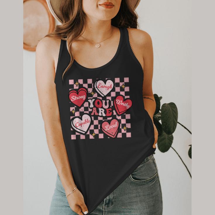 Valentine You Are Loved Worthy Enough Candy Heart Teacher For Men Women Girls Kids Flowy Tank, funny design