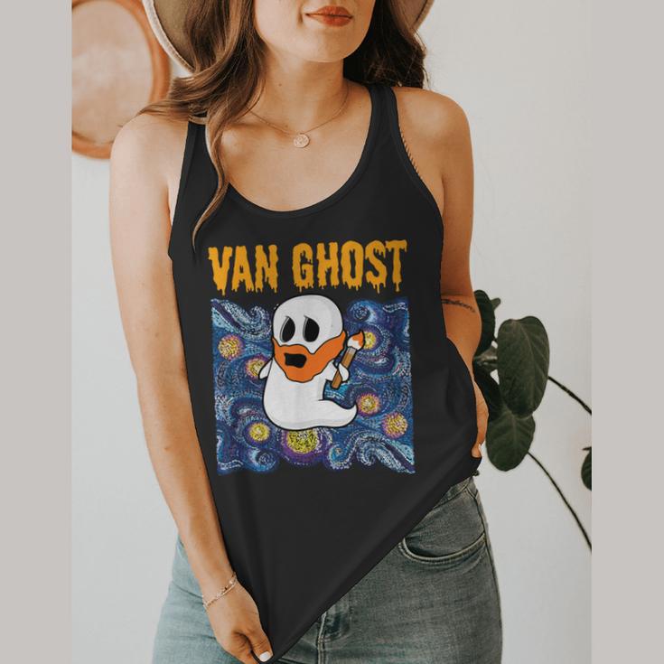 Van Ghost Art Teacher Halloween Van Gogh Starry Night Flowy Tank, funny design