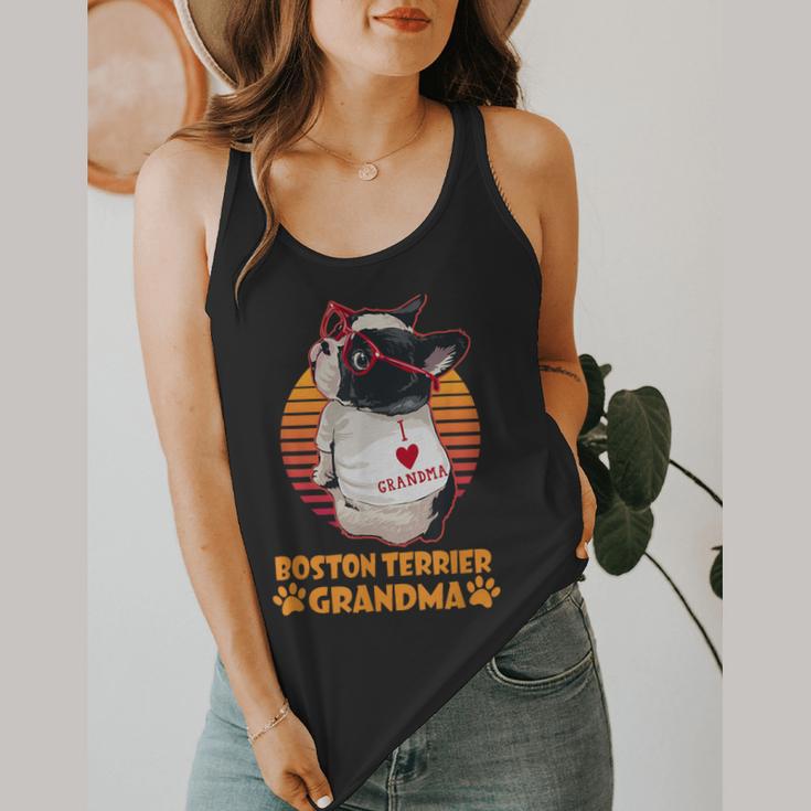 Vintage Boston Terrier Grandma Wear Sunglasses Dog Lover Men Women Girls Kids Flowy Tank, funny design