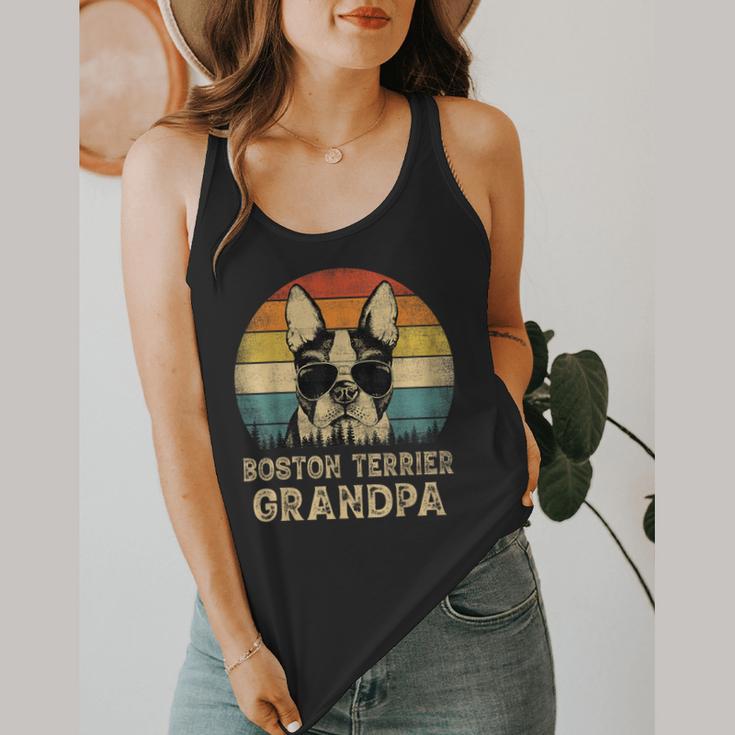 Vintage Boston Terrier Grandpa Dog Lovers Father's Day Flowy Tank, funny design
