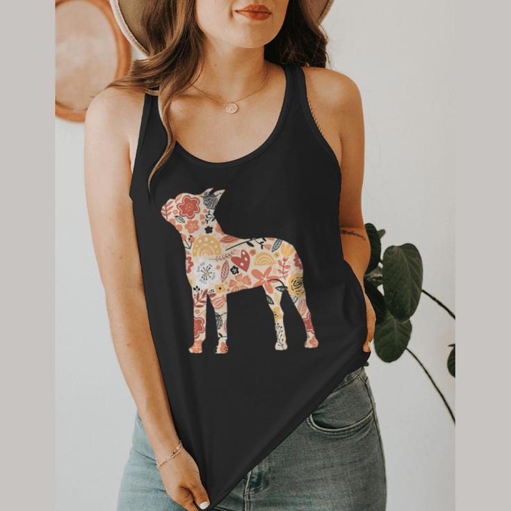 Vintage Floral Boston Terrier For Dog Lover Flowy Tank, funny design