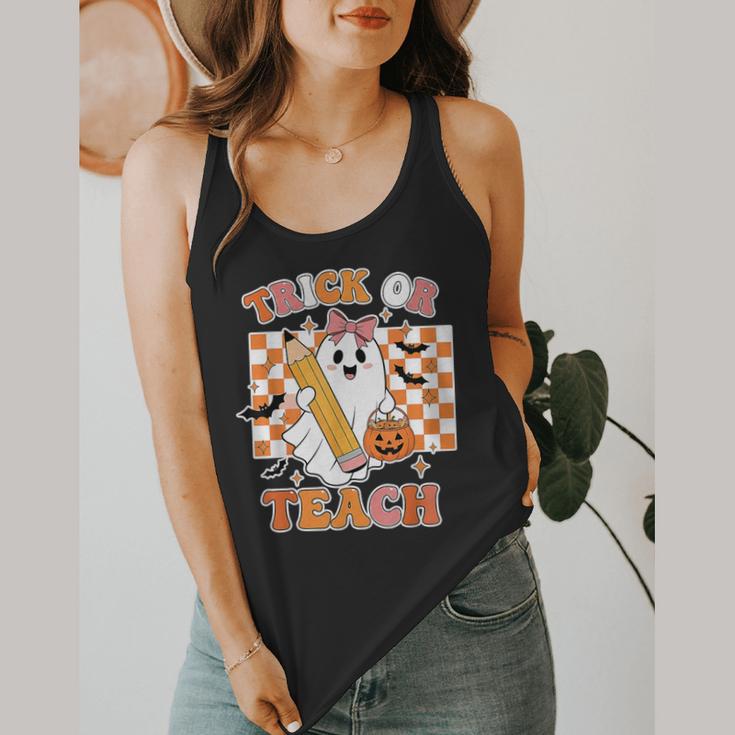 Vintage Teacher Shirt Women Trick Or Teach Halloween Flowy Tank, funny design Vintage Teacher Shirt Women Trick Or Teach Halloween Flowy Tank, funny design