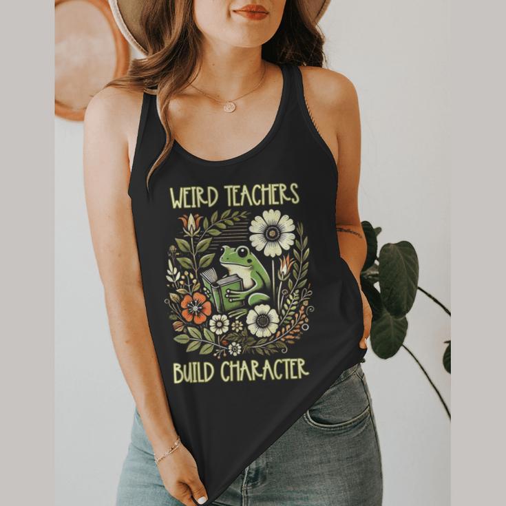 Weird Teachers Build Character Frog Reading Book Librarian Flowy Tank, funny design Weird Teachers Build Character Frog Reading Book Librarian Flowy Tank, funny design