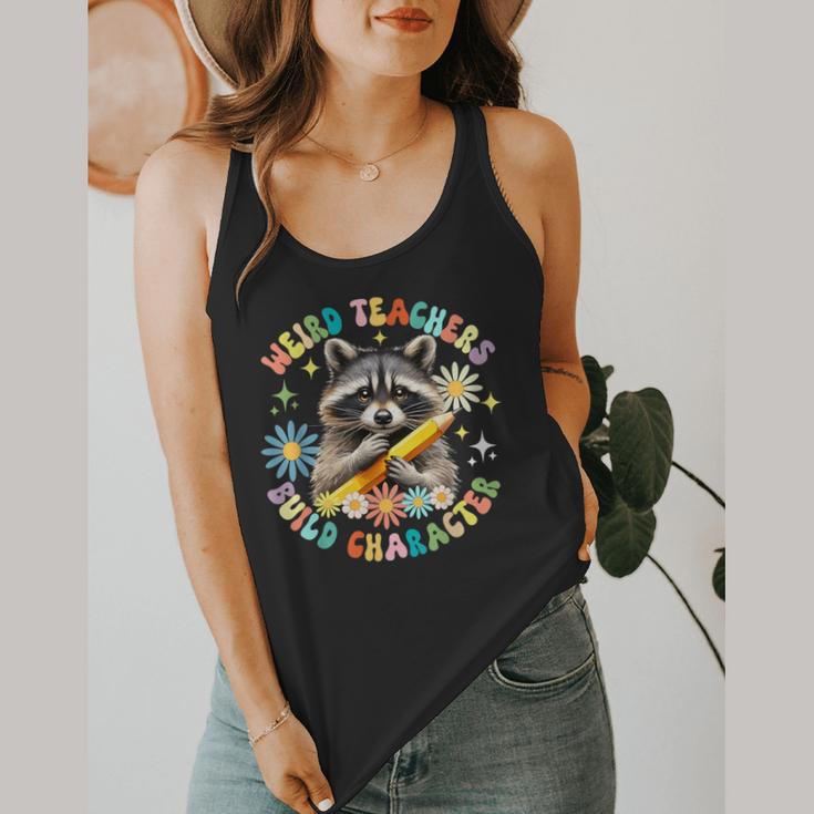 Weird Teachers Build Character Raccoon Colourful Floral Flowy Tank, funny design Weird Teachers Build Character Raccoon Colourful Floral Flowy Tank, funny design
