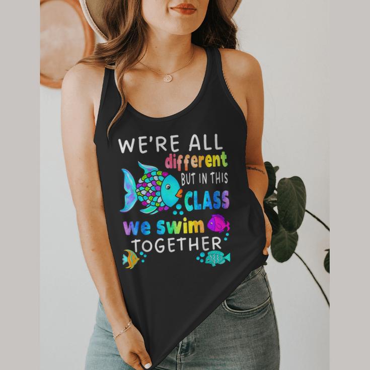 We'Re All Different But We Swim Together Elementary Teacher Flowy Tank, funny design We'Re All Different But We Swim Together Elementary Teacher Flowy Tank, funny design