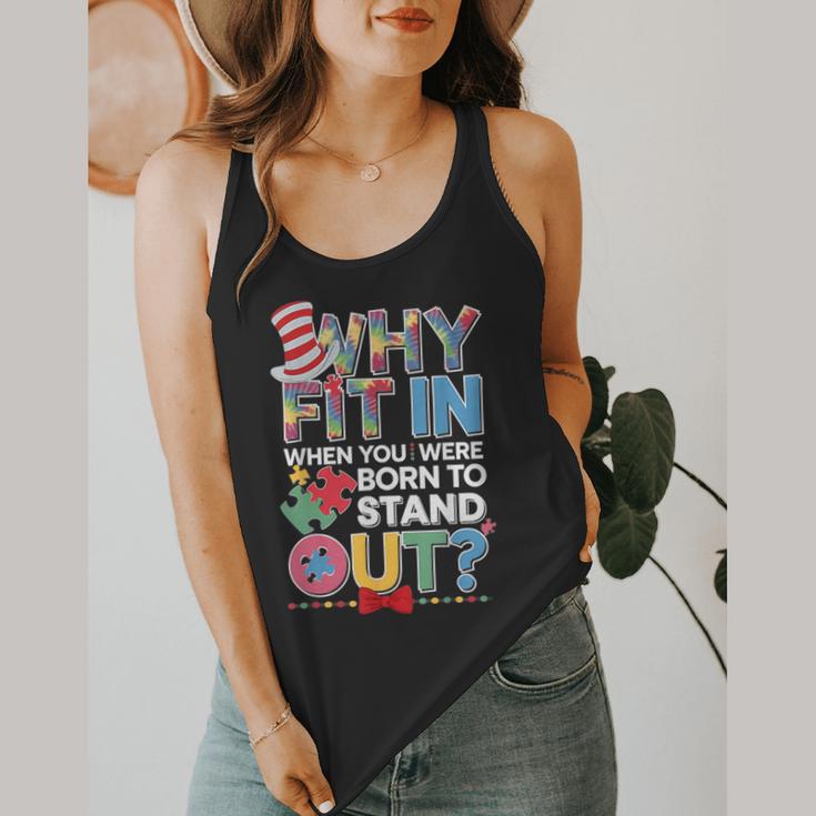 Why Fit In Doctor Teacher Cat In Hat Cool Autism Awareness Men Women Kids Flowy Tank, funny design Why Fit In Doctor Teacher Cat In Hat Cool Autism Awareness Men Women Kids Flowy Tank, funny design