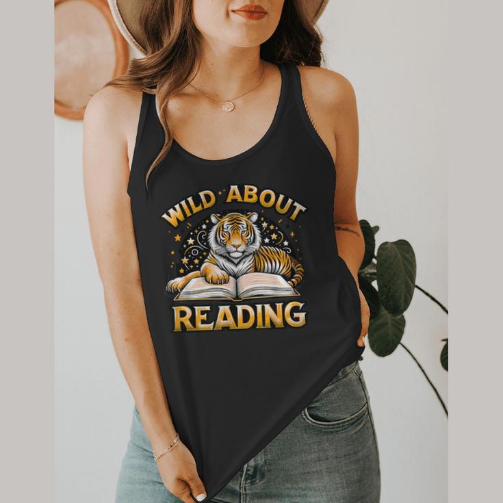 Wild About Reading Tiger For Teachers & Students Flowy Tank, funny design