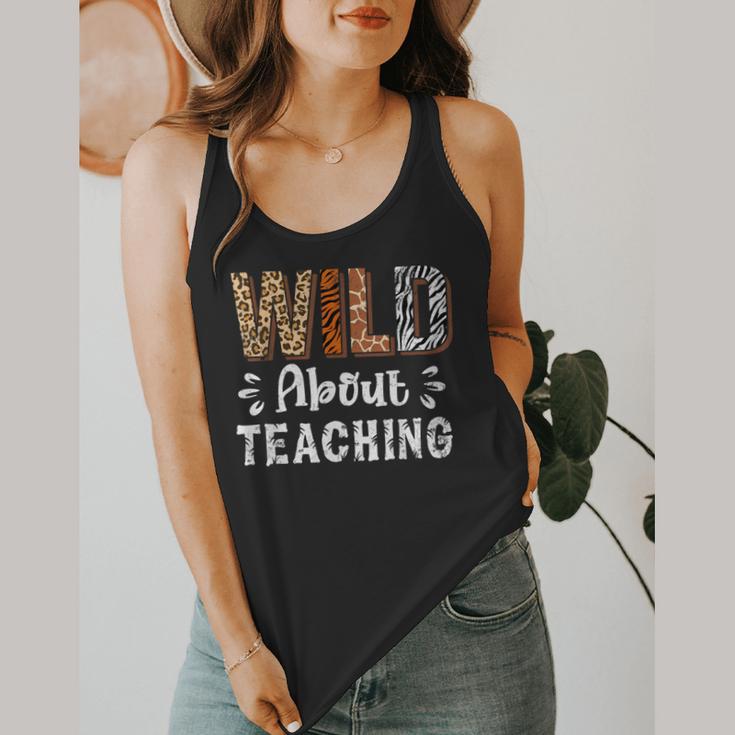 Wild About Teaching Teacher Lover Animals Leopard Zebra Flowy Tank, funny design Wild About Teaching Teacher Lover Animals Leopard Zebra Flowy Tank, funny design