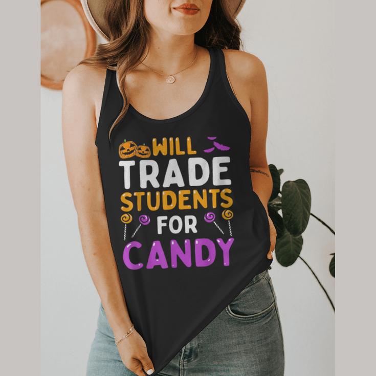 Will Trade Students For Candy Cute Halloween Costume Teacher For Men Women Kids Flowy Tank, funny design Will Trade Students For Candy Cute Halloween Costume Teacher For Men Women Kids Flowy Tank, funny design
