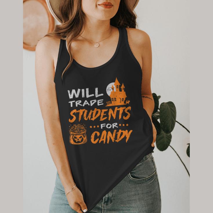 Will Trade Students For Candy Halloween Costume Teacher Flowy Tank, funny design