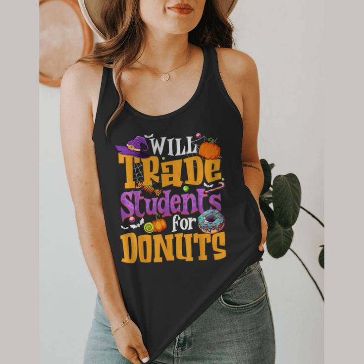 Will Trade Students For Donuts Halloween Teacher Flowy Tank, funny design