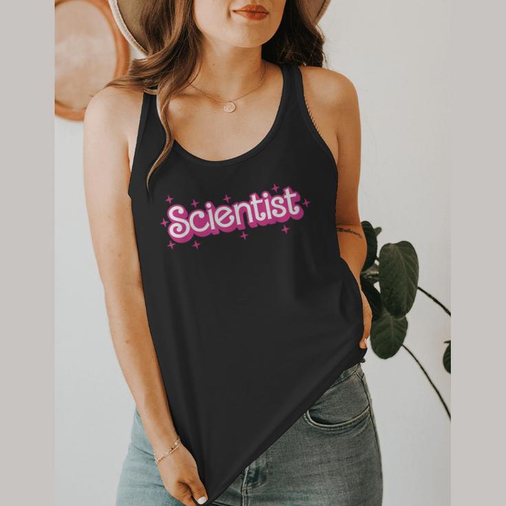 Women Retro Pink Scientist Science Teacher Back To School Flowy Tank, funny design