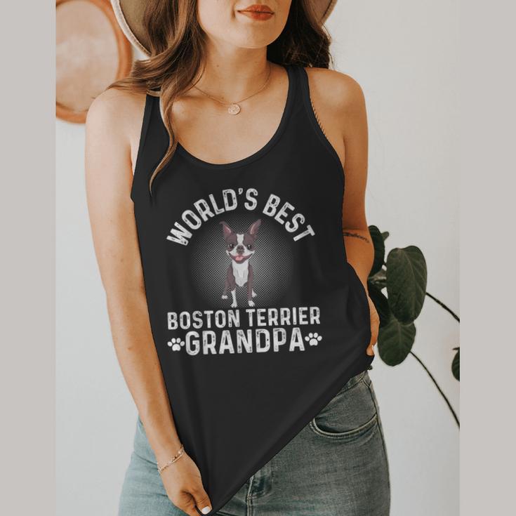 World's Best Boston Terrier Grandpa Dog Grandfather For Men Women Girls Kids Flowy Tank, funny design