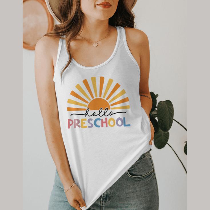 Back To School Hello Preschool For Kids Teacher Women Flowy Tank, funny design Back To School Hello Preschool For Kids Teacher Women Flowy Tank, funny design