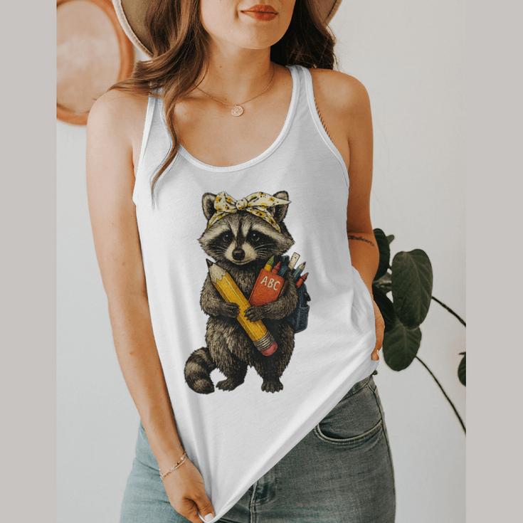 Back To School Raccoon Teachers Student Kids Flowy Tank, funny design