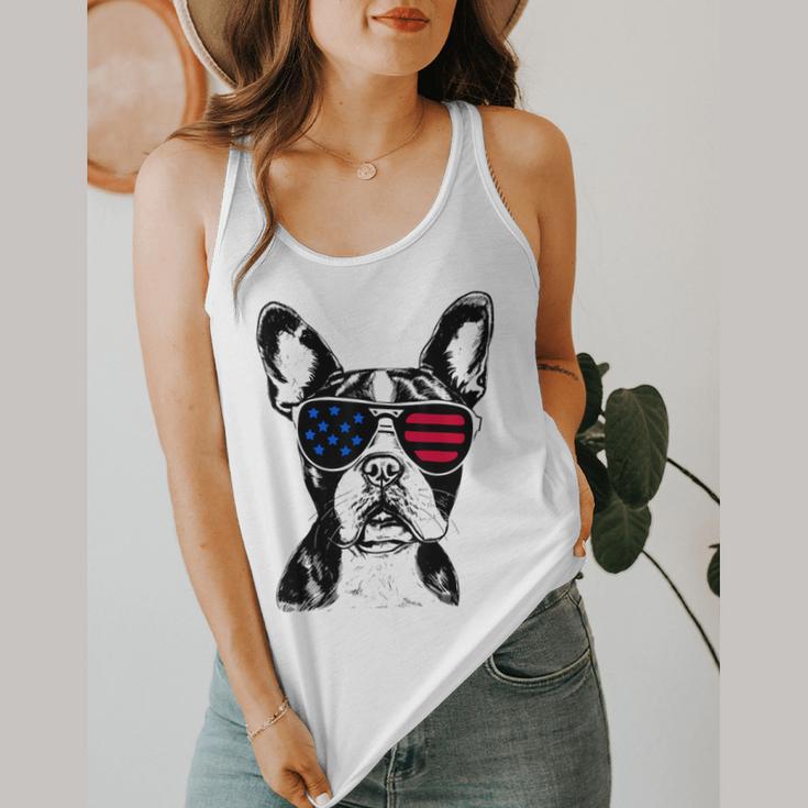 Boston Terrier Dog 4th July America USA Flag Men Women Kids Flowy Tank, funny design