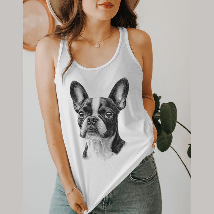Boston Terrier Dog Motif Pet Illustration Boston Terrier For Men Women Kids Flowy Tank, funny design