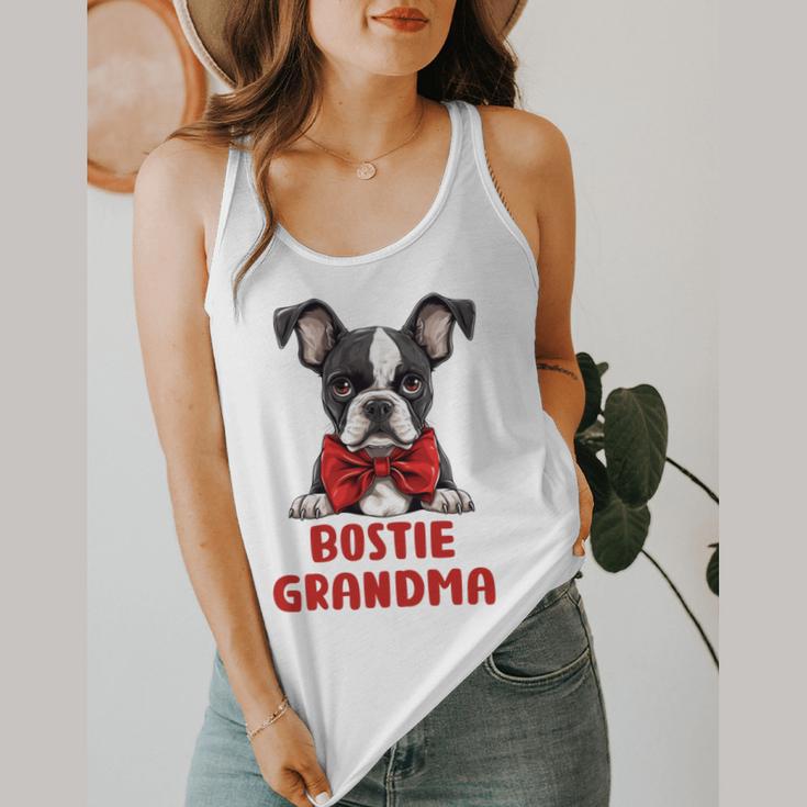 Boston Terrier Grandma Dog Lovers Puppy Bostie Owner Flowy Tank, funny design