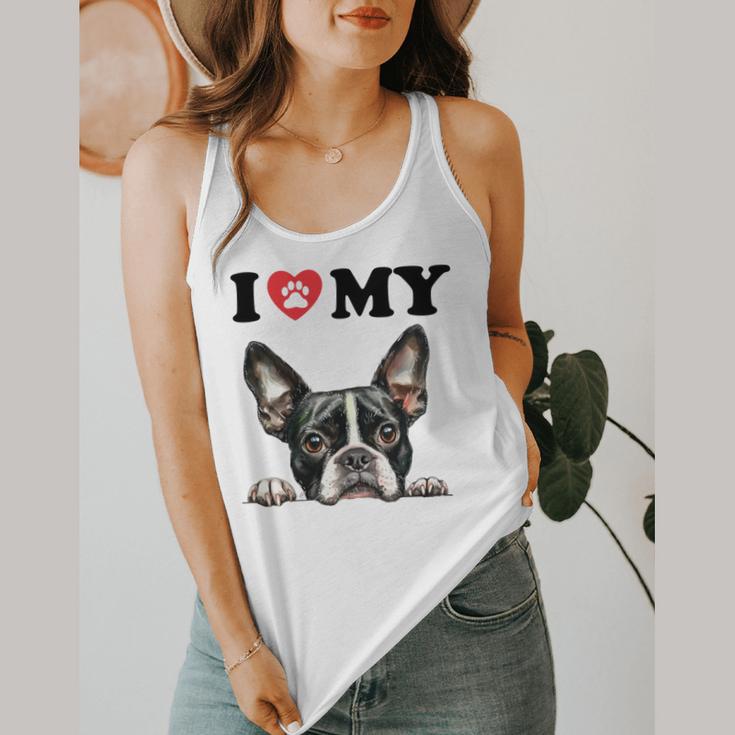 Boston Terrier I Heart My Dog Dog Lover Flowy Tank, funny design