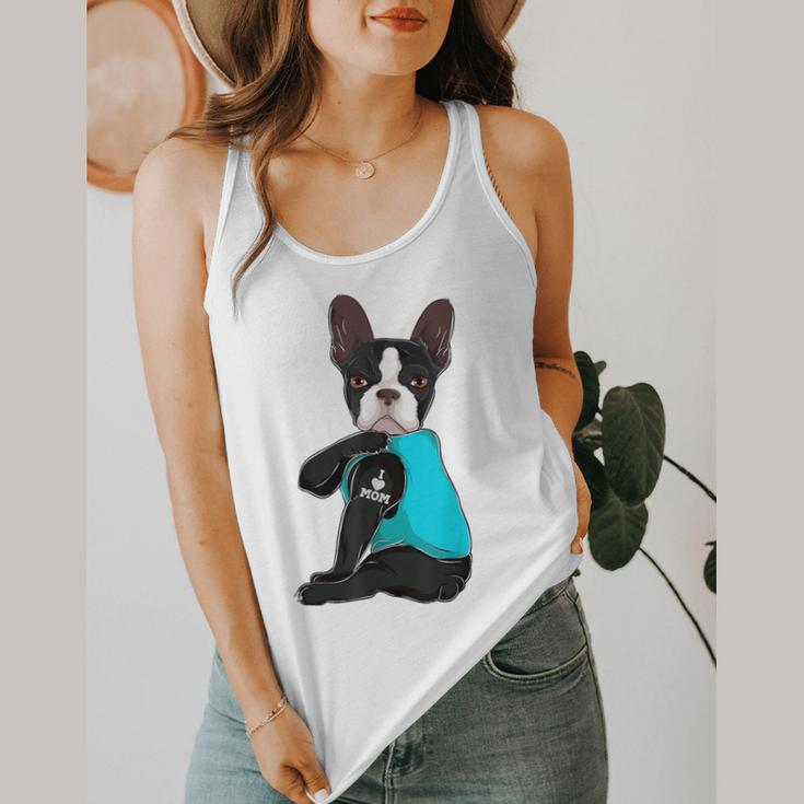 Boston Terrier I Love Mom Apparel Flowy Tank, funny design