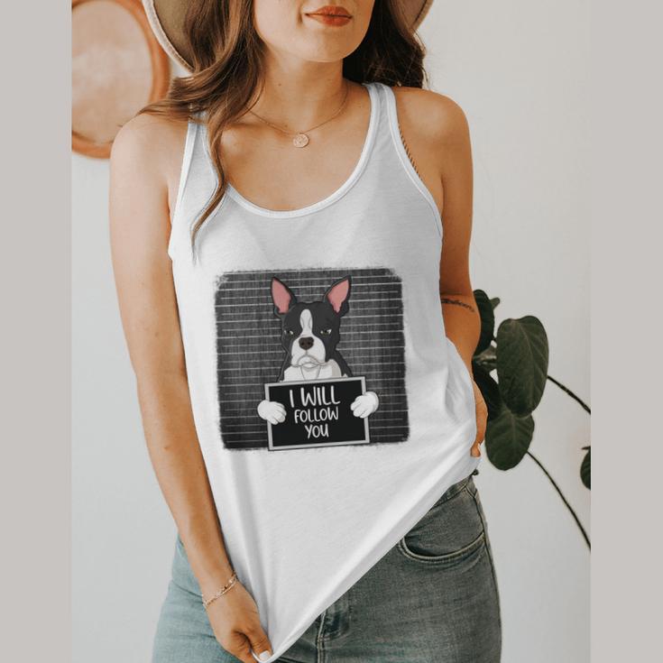 Boston Terrier Mug Shot Guilty Dog Flowy Tank, funny design