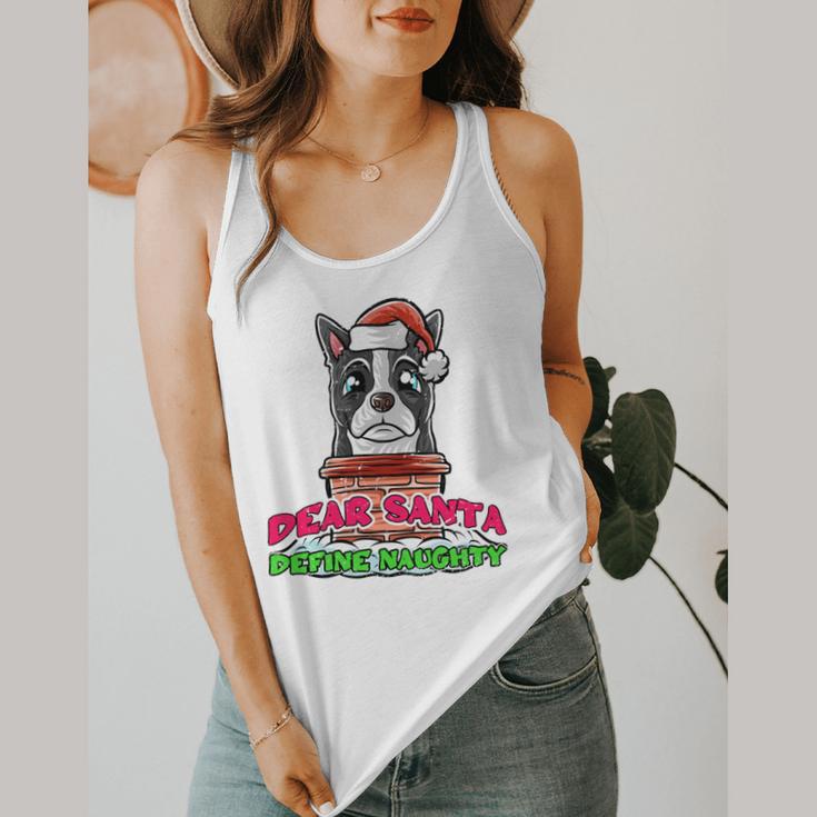 Boston Terrier Santa Claus Christmas Dog Flowy Tank, funny design