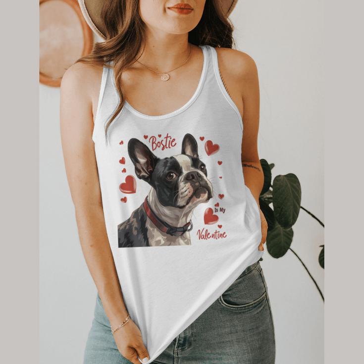 Boston Terrier Is My Valentine Cute Pet Dog Owner Valentine Flowy Tank, funny design