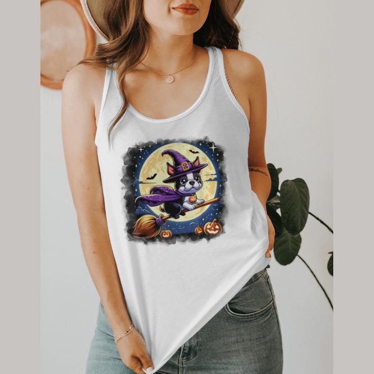 Cute Boston Terrier Halloween Costume Dog Lover Women Girls Flowy Tank, funny design