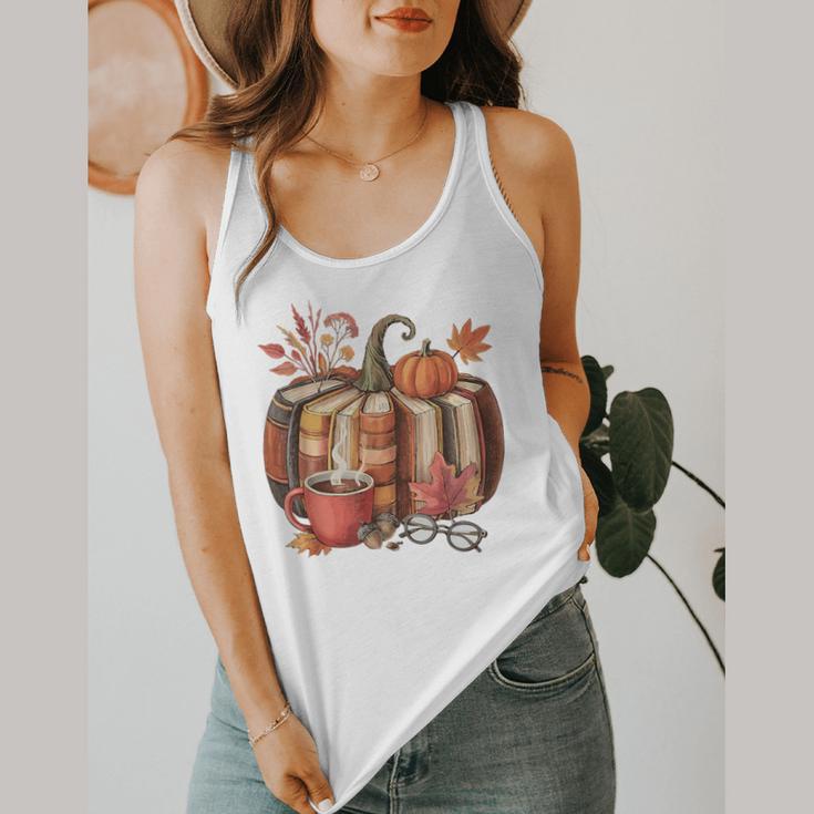 Fall Book Pumpkin Retro Reading Halloween Teacher Flowy Tank, funny design Fall Book Pumpkin Retro Reading Halloween Teacher Flowy Tank, funny design