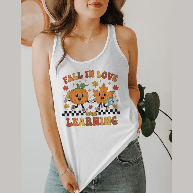 Fall In Love With Learning Teacher Student Autumn Pumpkin Flowy Tank, funny design Fall In Love With Learning Teacher Student Autumn Pumpkin Flowy Tank, funny design