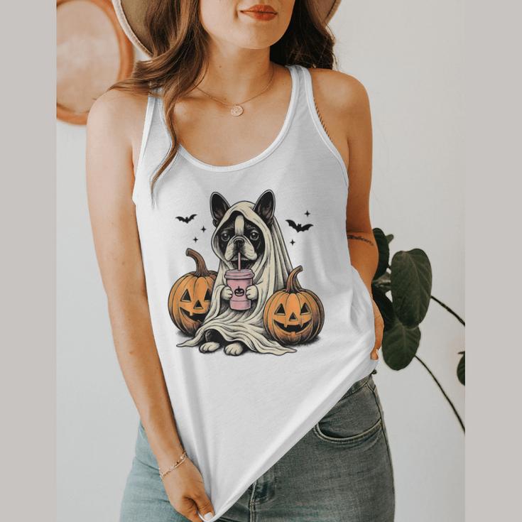 Halloween Boston Terrier Ghost Flowy Tank, funny design