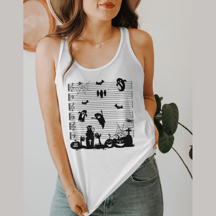 Halloween Music Note Clefs Spooky Ghost For Music Teacher Flowy Tank, funny design