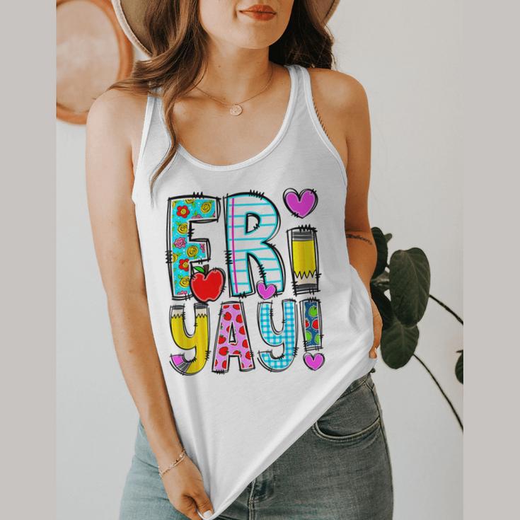Happy Fri-Yay Friday Lovers Fun Teacher Life FriYay Weekend Flowy Tank, funny design