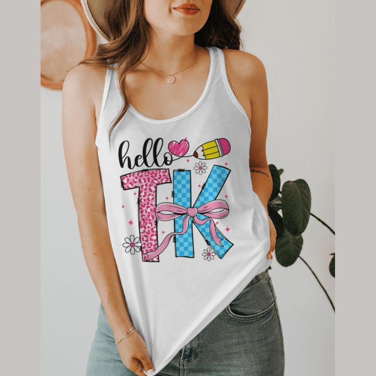 Hello TK Transitional Kindergarten Back To School Teacher Flowy Tank, funny design