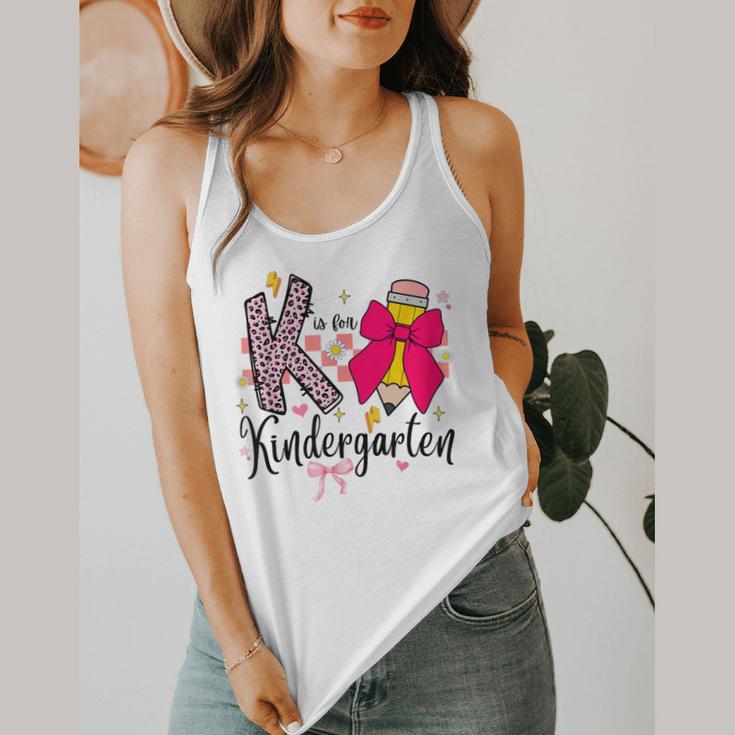 K Is For Kindergarten Teacher Coquette Bow Back To School Flowy Tank, funny design K Is For Kindergarten Teacher Coquette Bow Back To School Flowy Tank, funny design